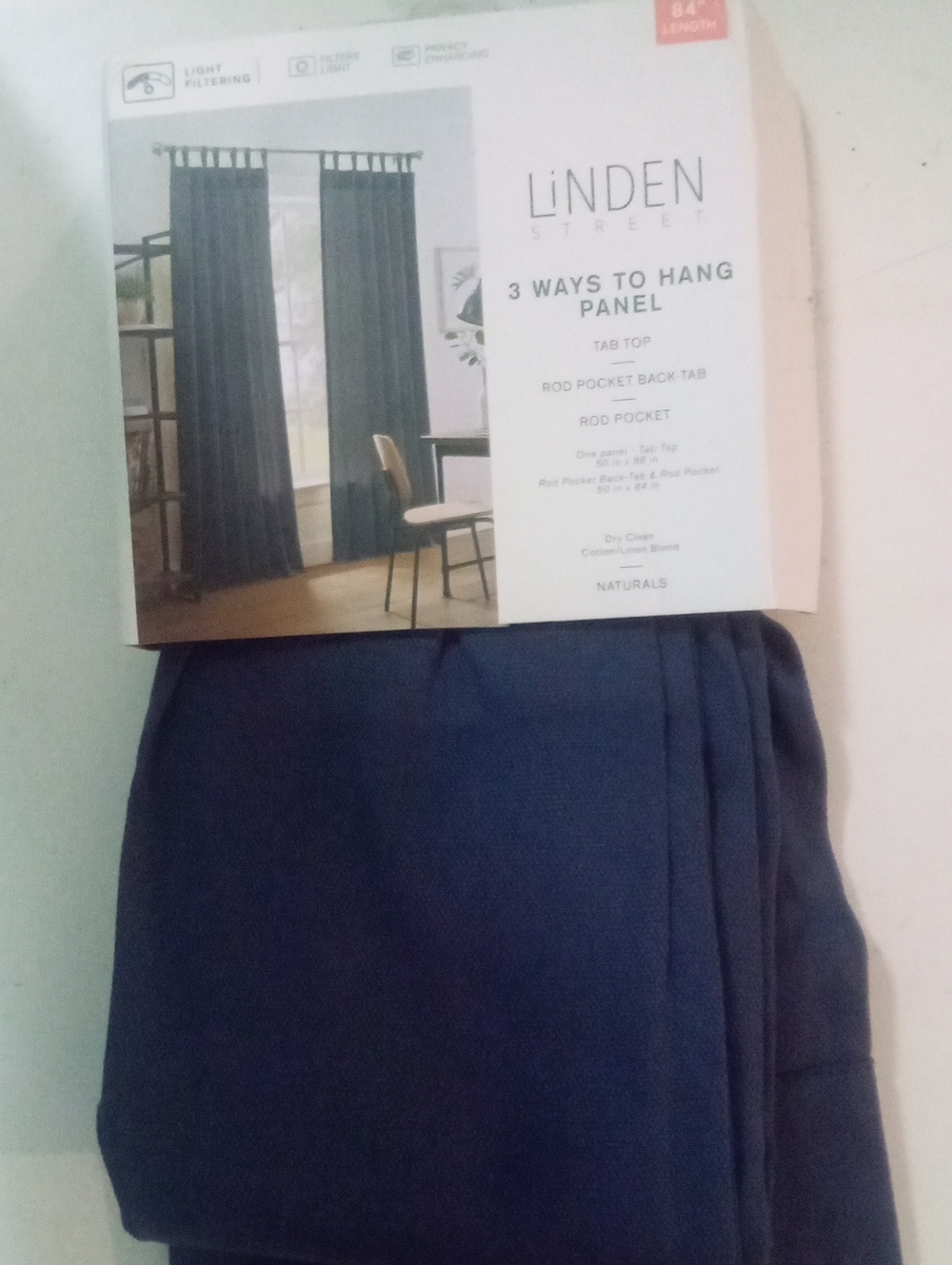 Linden Street Window Curtain Panel 84"-88" NWT $75 Tab Top Rod Pocket